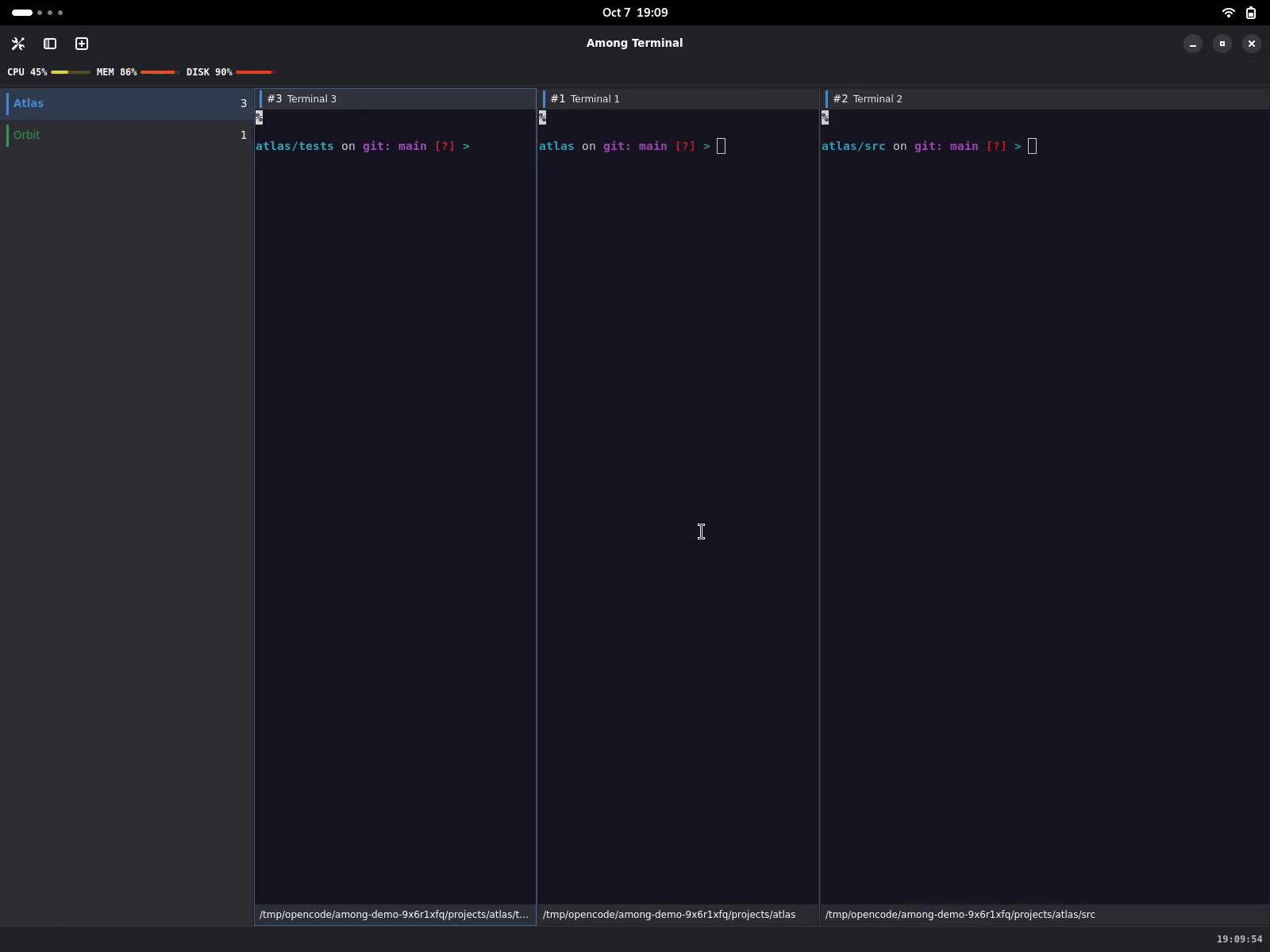 Choosing Restore and reopening separate project directories